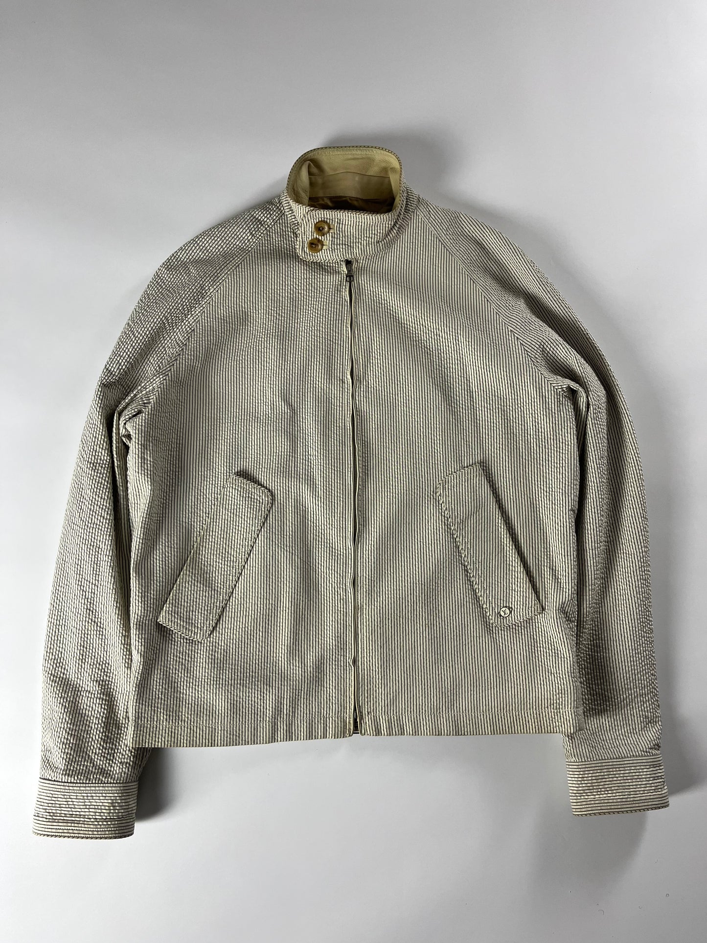 Louis Vuitton Cotton Incrusted Lambskin Leather Striped Jacket 2000s - L