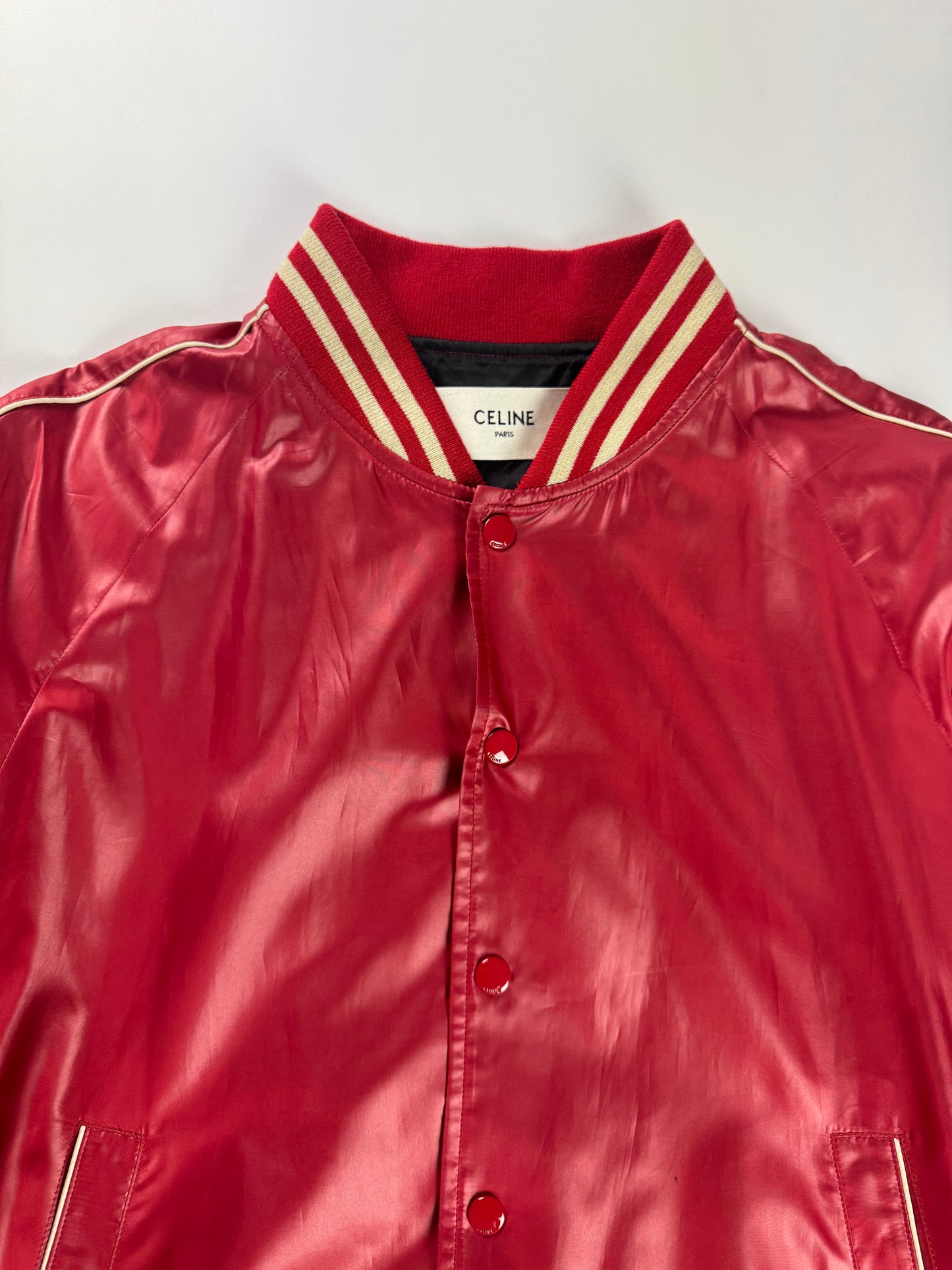 Celine Hedi Slimane Nylon Teddy Bomber Jacket SS 2020 - M