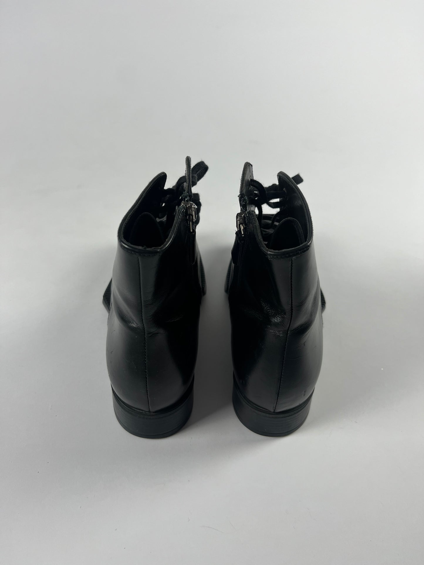 Prada Black Leather Geometric High Boots FW 2012 - 37,5 IT/ 38,5 EU