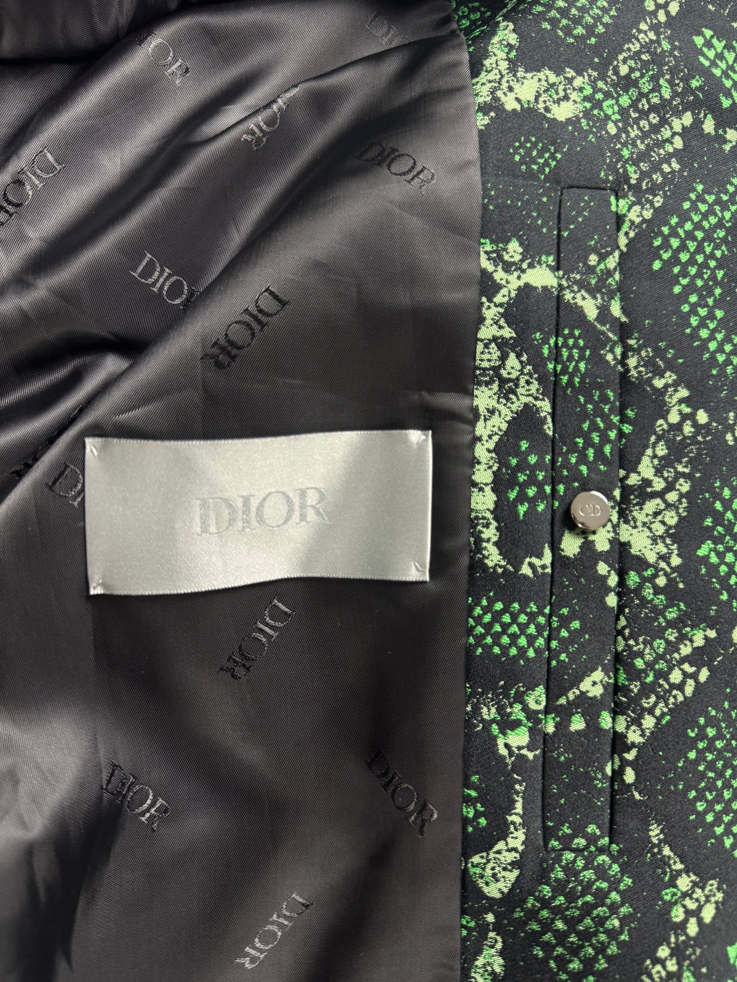 Dior Cactus Jack Sample Greenlight Snakeskin Pattern Bomber Jacket SS 2022 - M