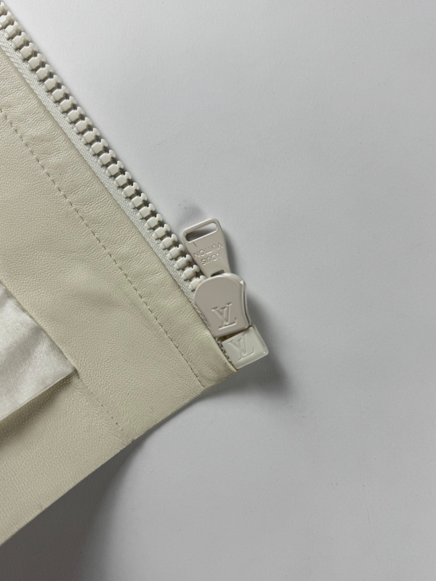 Louis Vuitton Cream Ivory Leather Zip Up Vest FW 2015 - S