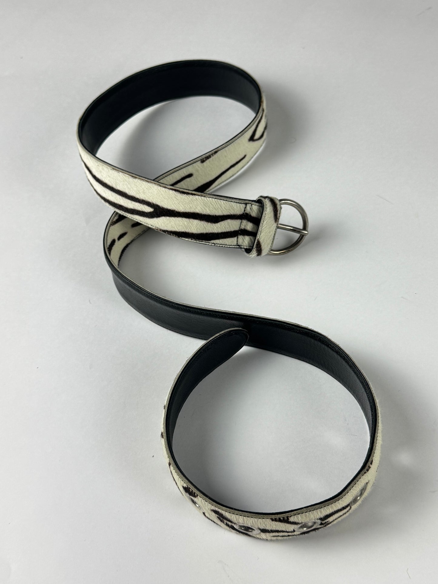 Prada Sample Zebra Pony Hair Belt FW 2000s - 105 CM