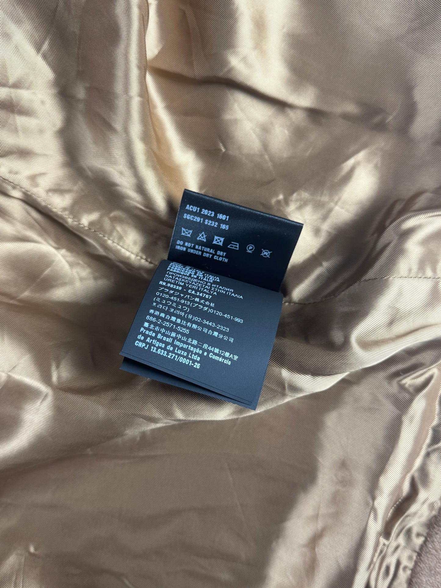 Prada Brown Camel Hair Triangle Logo Classic Jacket FW 2023 - L