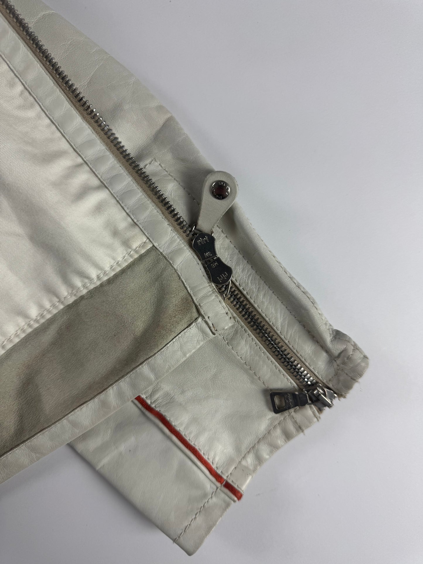 Prada Motolight White Light Leather Moto Jacket 2000s - L