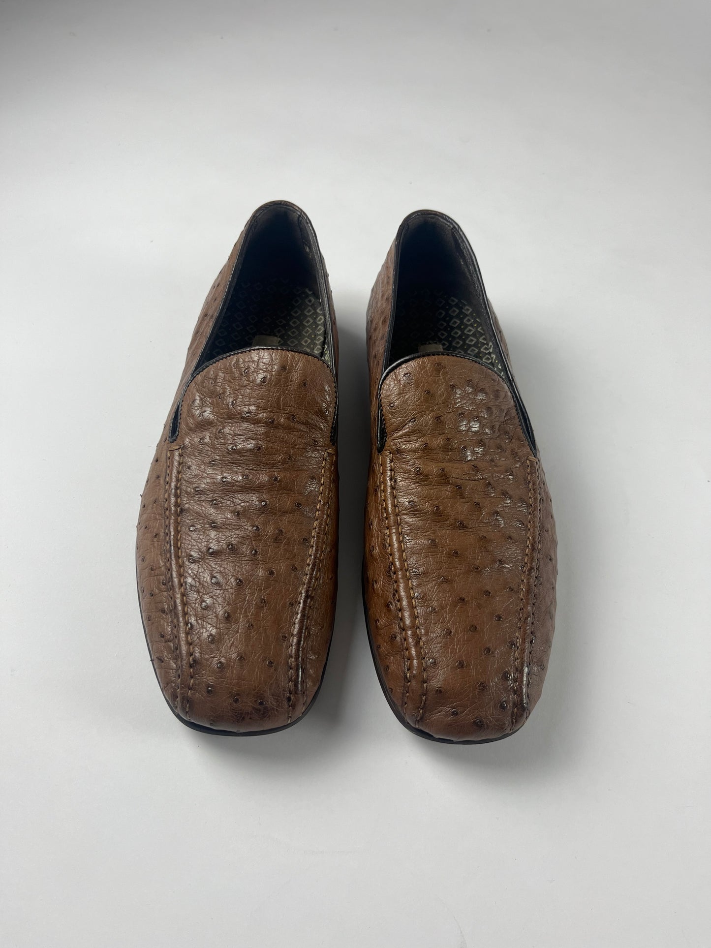 Prada Exotic Ostrich Brown Leather Loafers SS 2005 - 6 IT/41 EU