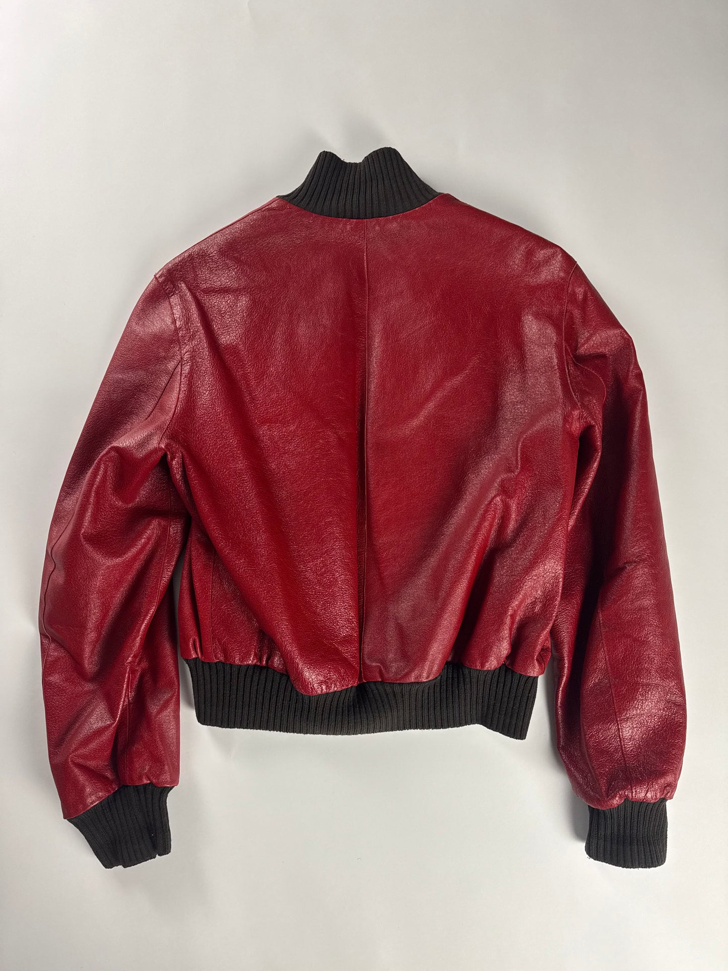 Prada Premium Red Leather Bomber Jacket FW 2000 - M