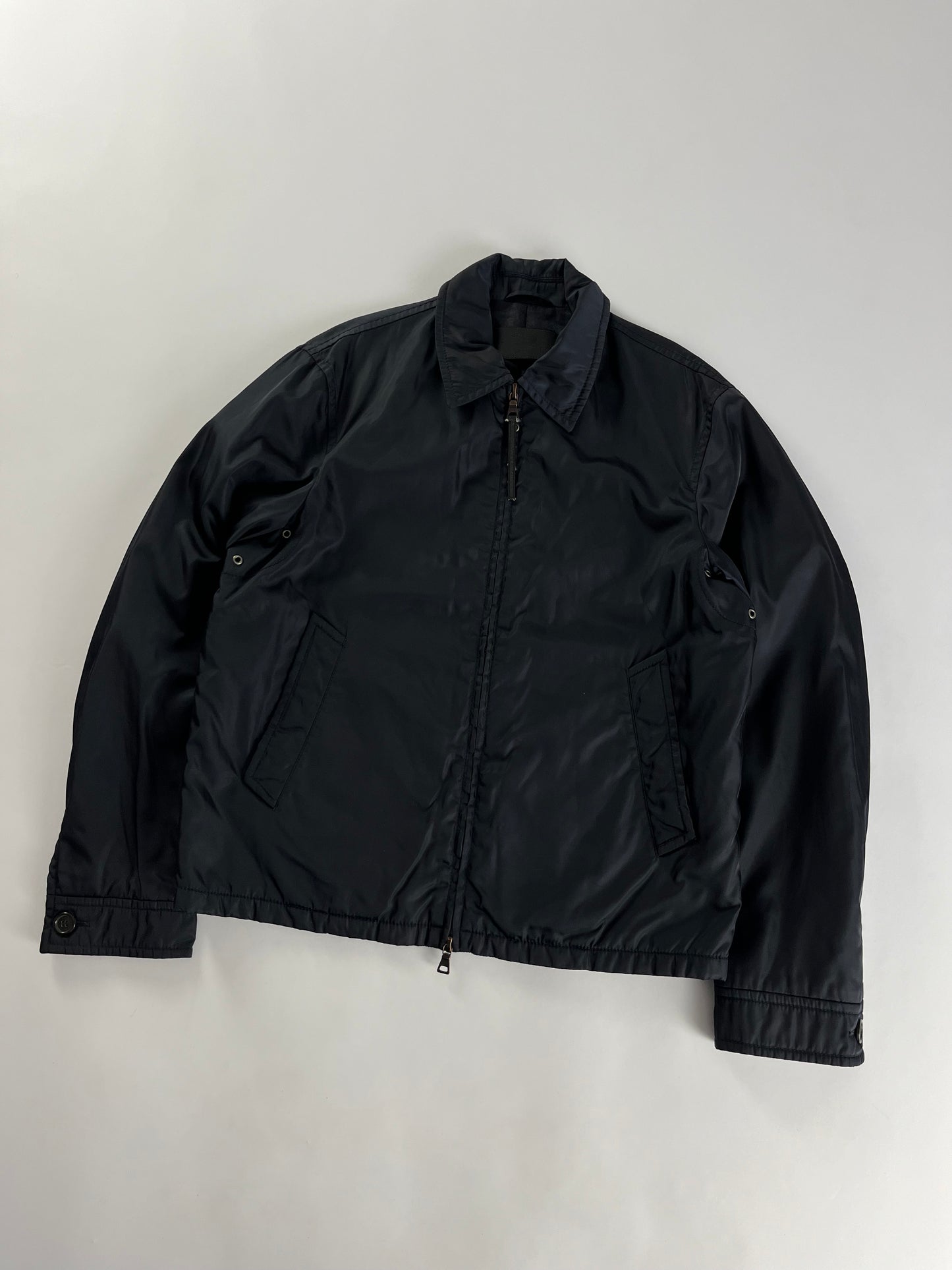 Prada Padded Navy Nylon Trucker Double Zip Jacket 2000s - M