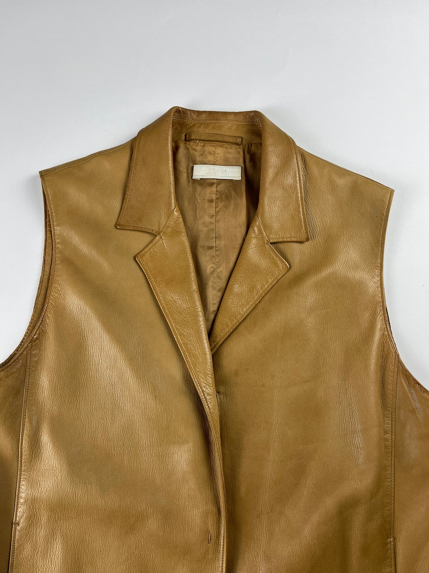 Prada Camel Leather Strapped Vest FW 1999 - S