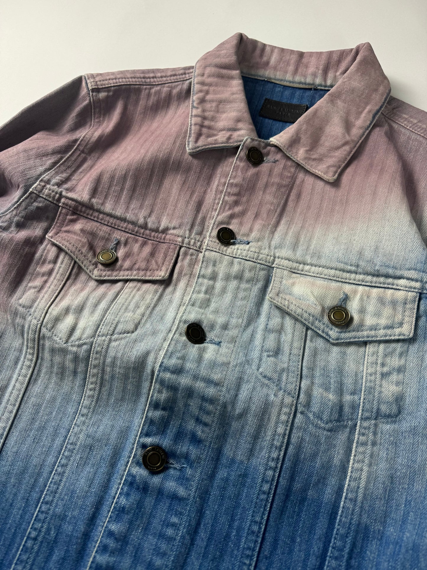 Saint Laurent Sample Tie & Dye Gradient Effect Denim Jacket SS 2021 - S