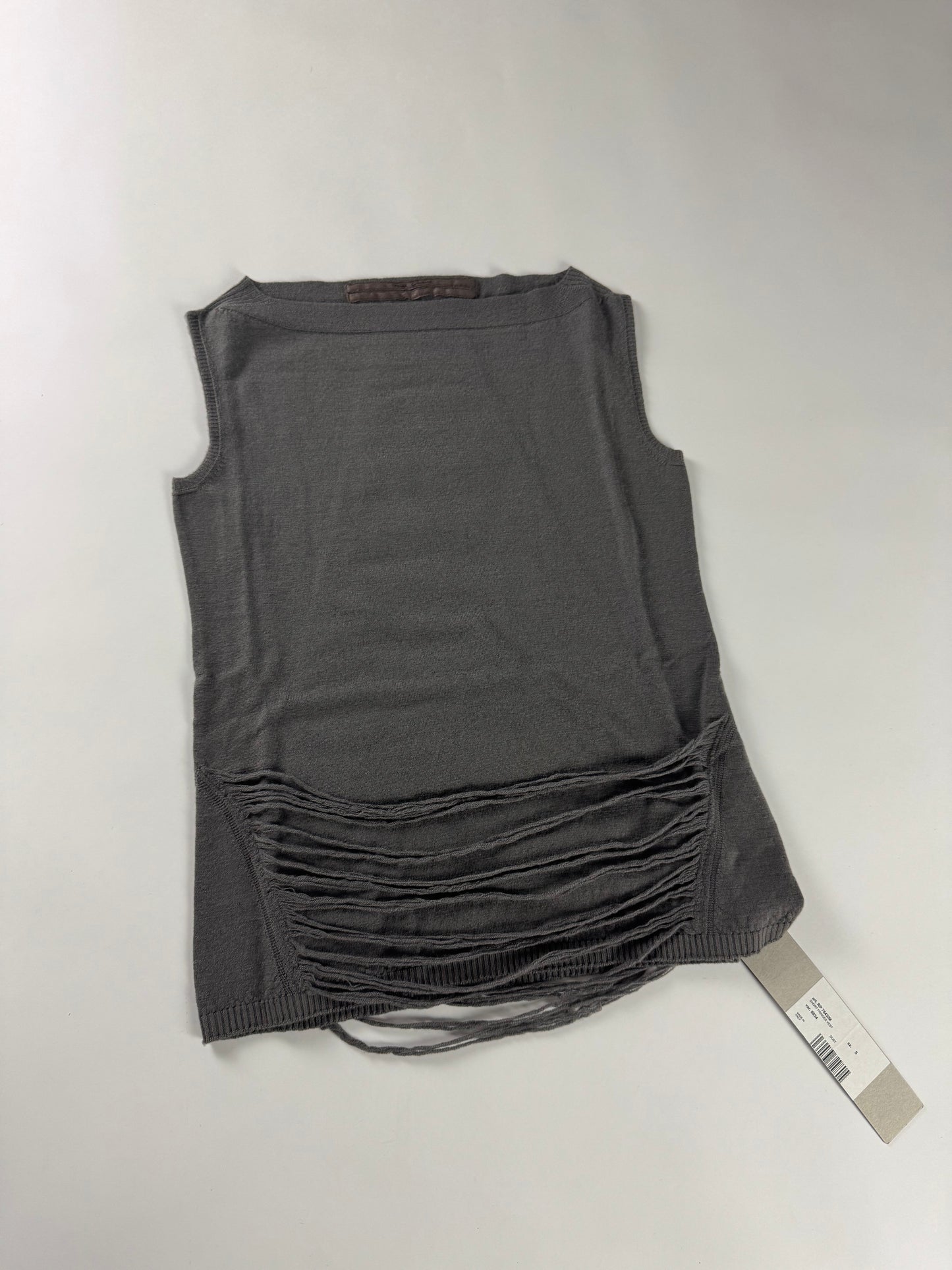 Rick Owens Dust Grey Short Fringes Vest Top 2000s - S