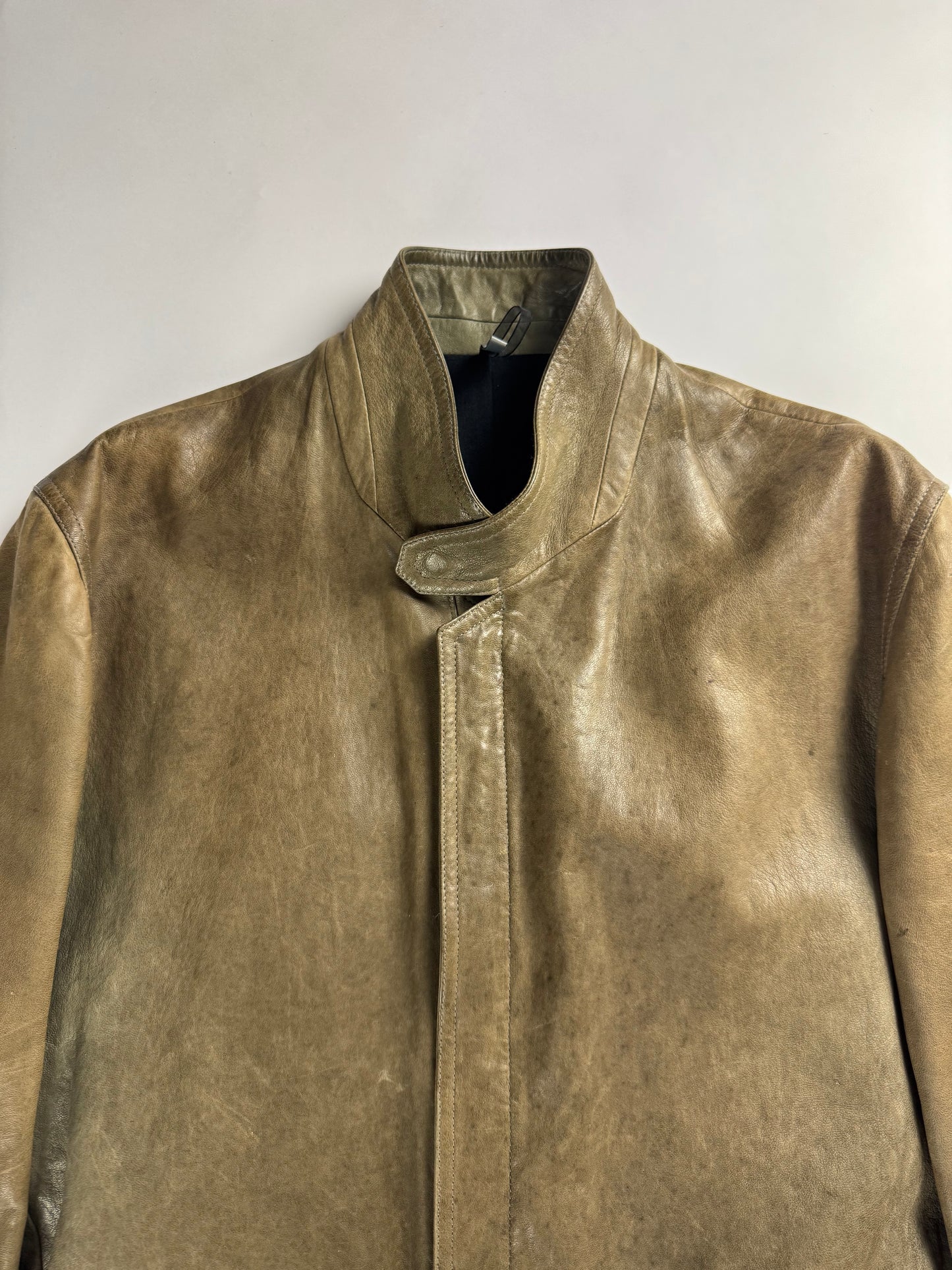 Dior Homme Sample Kris Van Assche Camel Marble Leather Jacket FW 2012 - M