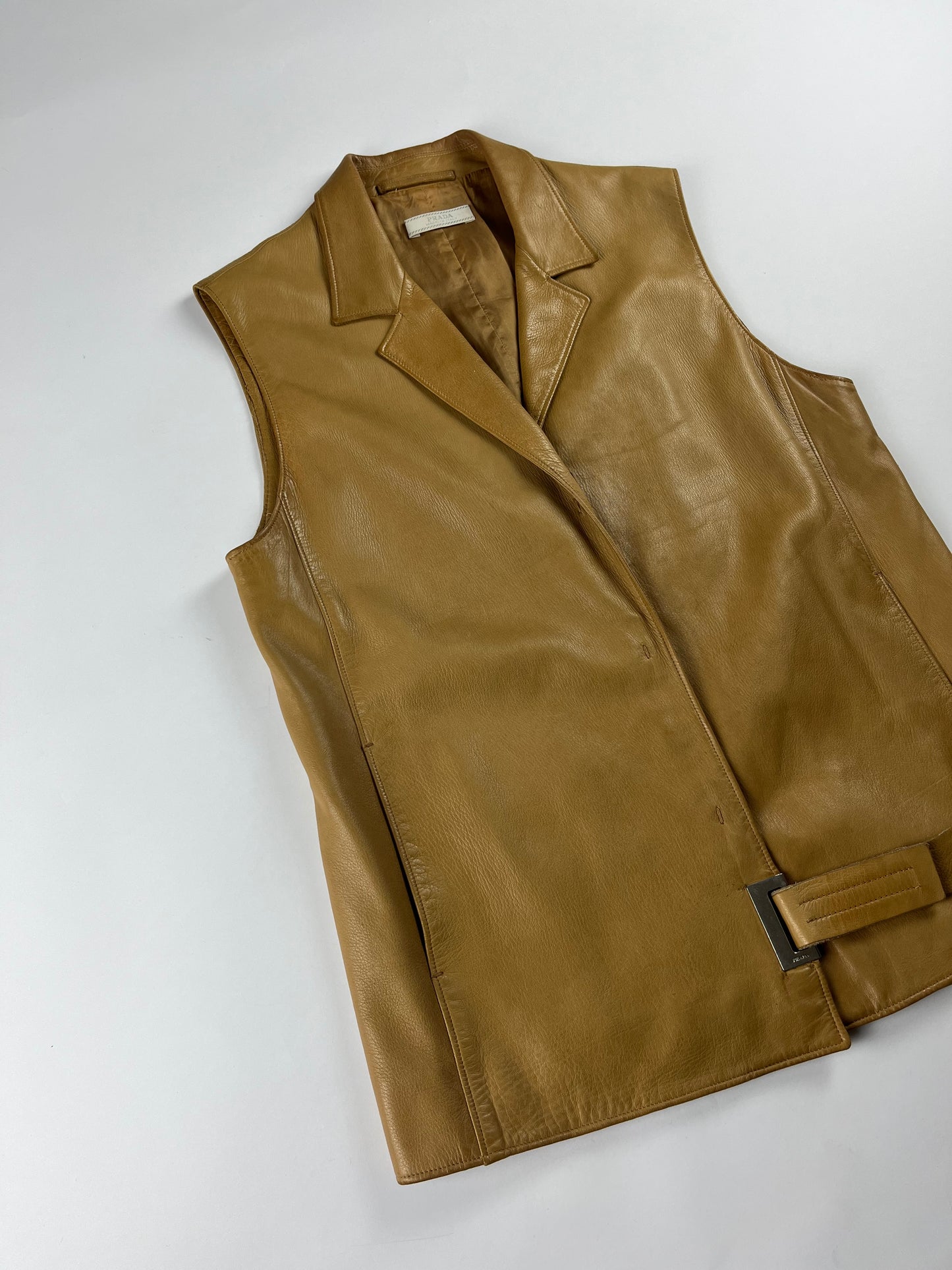 Prada Camel Leather Strapped Vest FW 1999 - S
