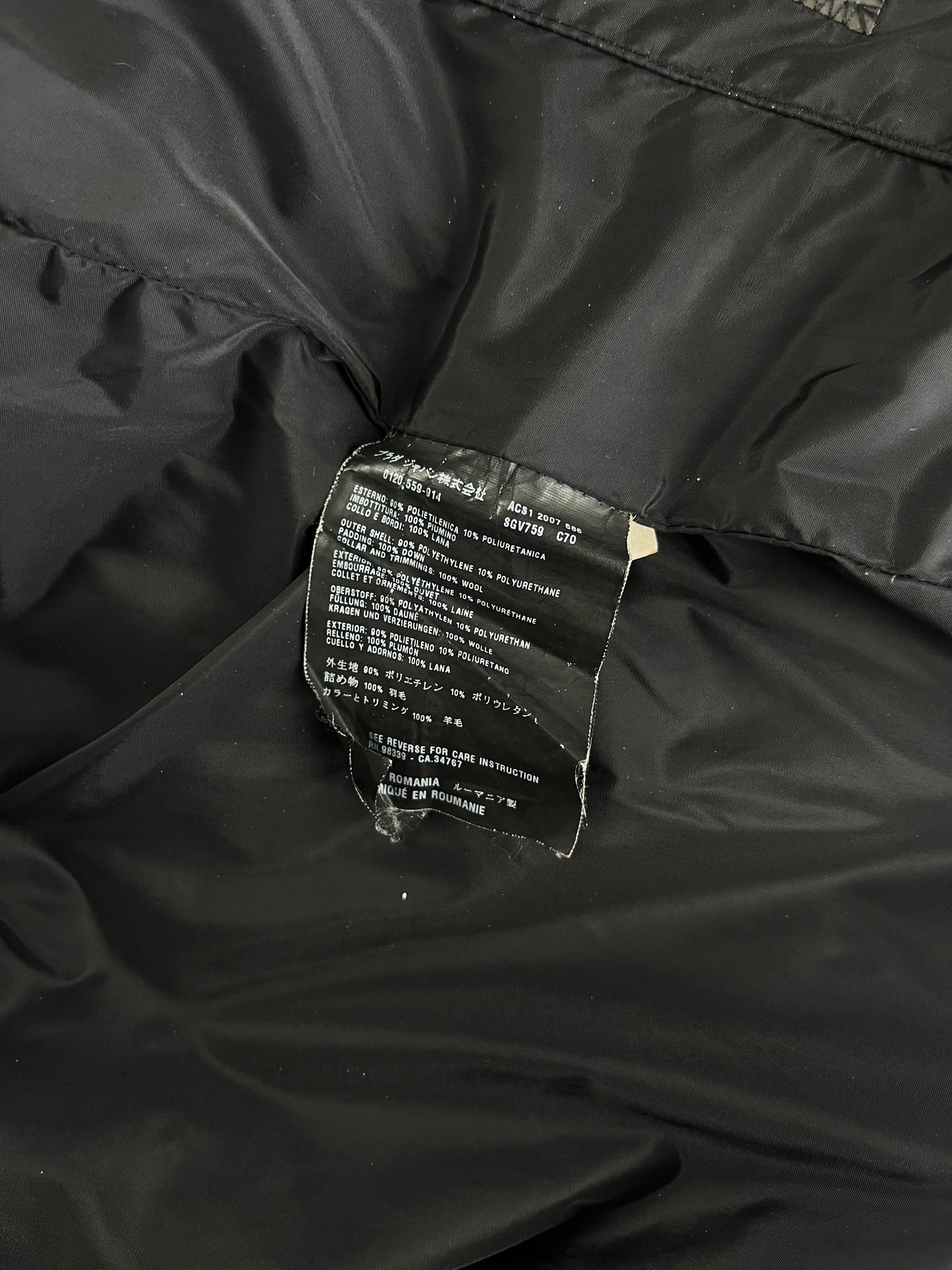 Prada Bright Black Nylon Puffer Jacket FW 2007 - M