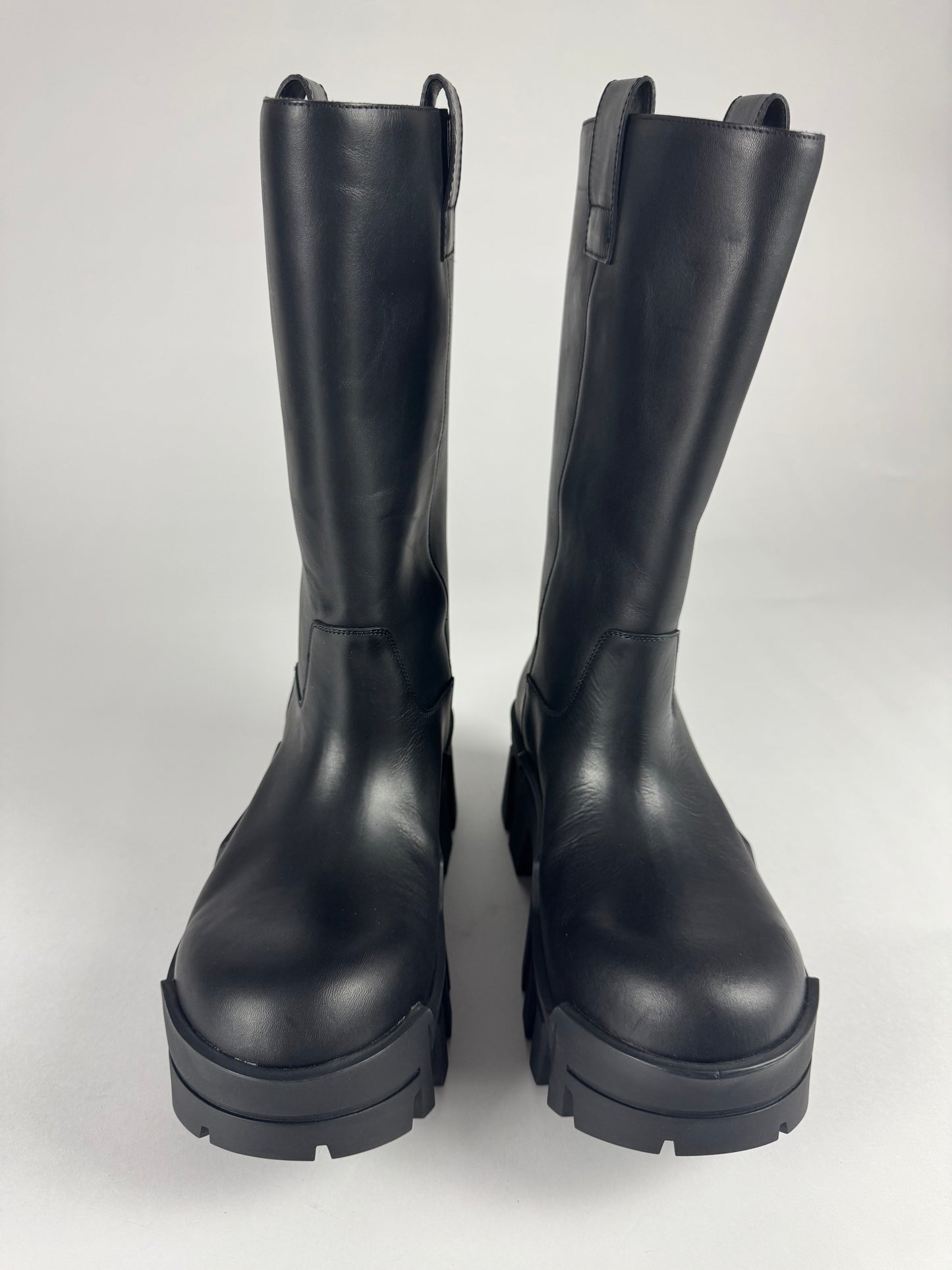 Balenciaga Black Bulldozer Vegetable Tanned Calfskin High Leather Boots SS 2022 - 43 EU