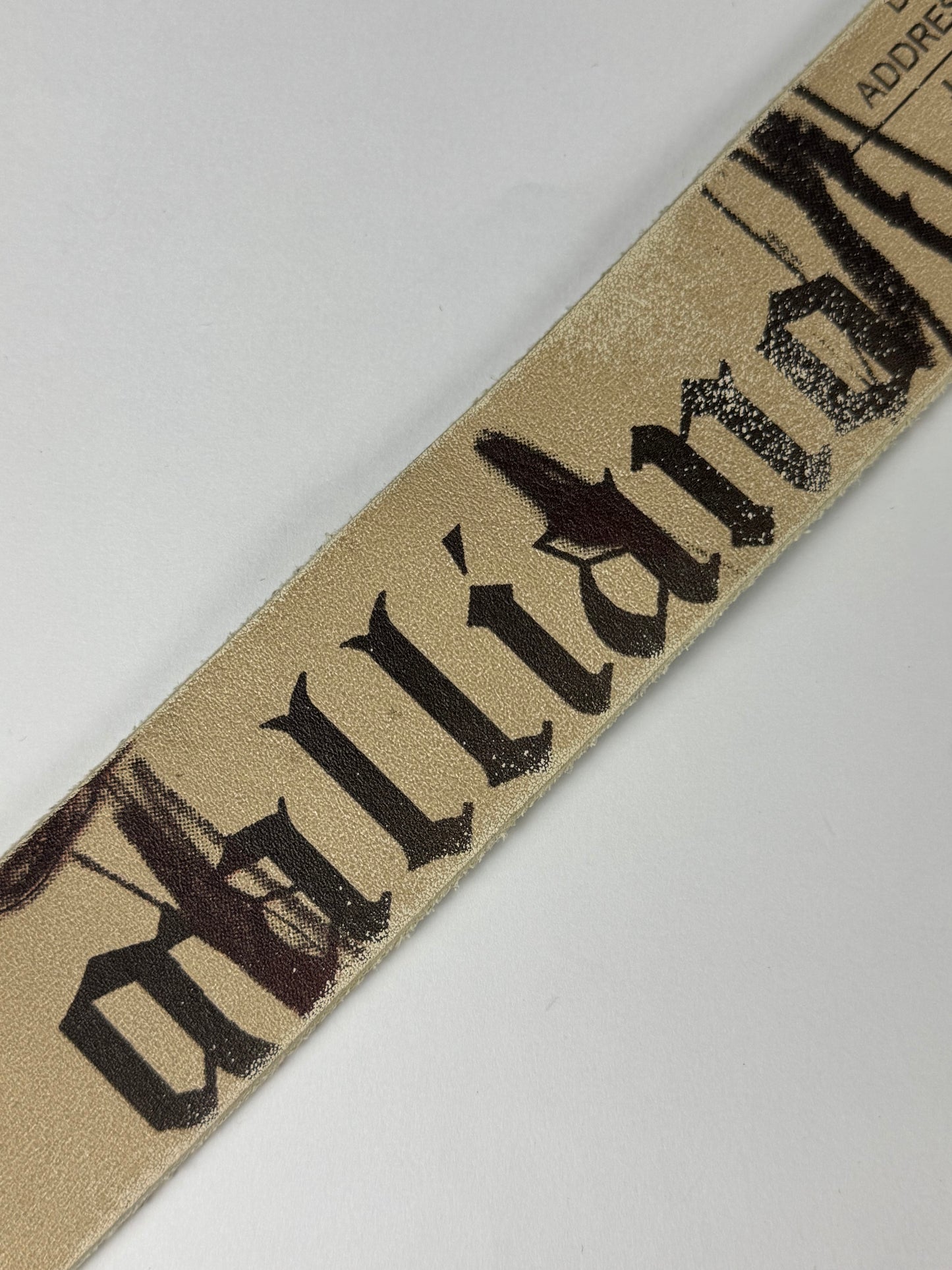 John Galliano Cream Waxed Leather Newspaper Belt 2000s - 85 CM