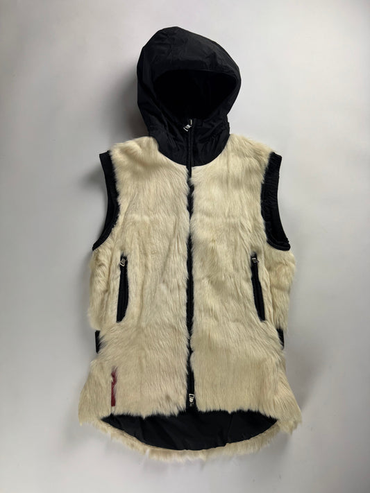 Prada Linea Rossa Kid Fur Hooded Sleeveless Jacket FW 1999 - S