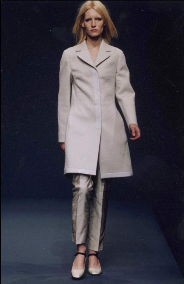 Prada Cream White Wool Double Breasted Wool Coat FW 1998 - S