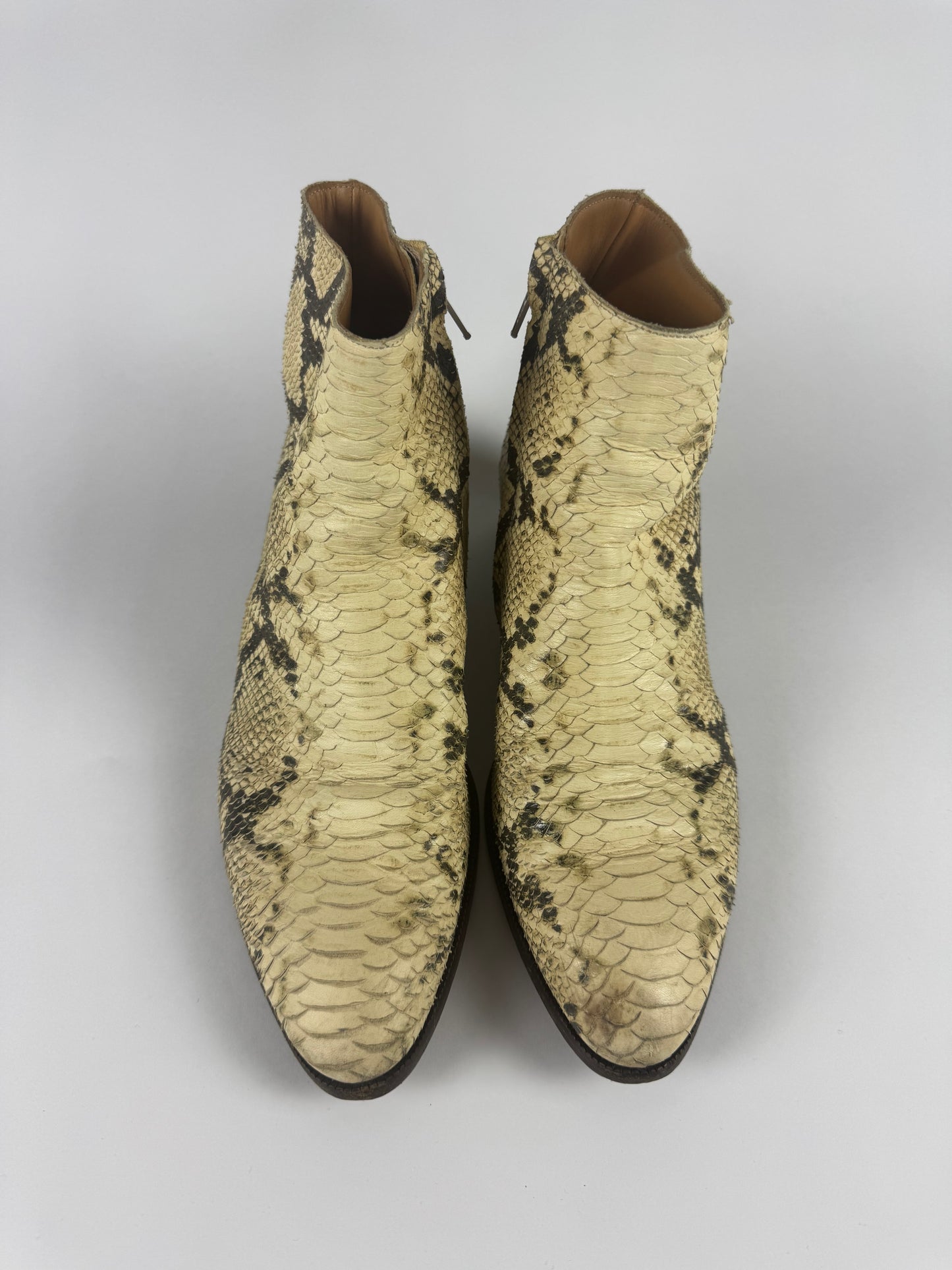 Maison Matin Margiela Cream Snakeskin Python Leather Mid Boots SS 2005 - 41 EU