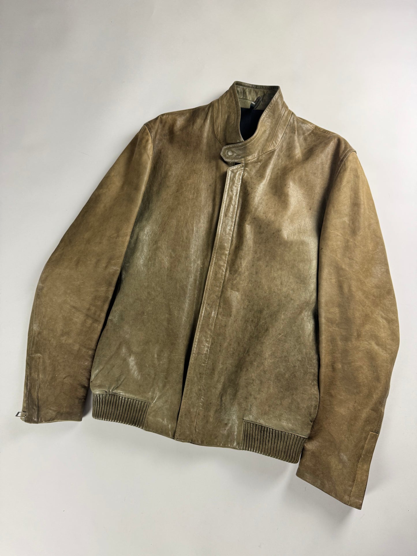 Dior Homme Sample Kris Van Assche Camel Marble Leather Jacket FW 2012 - M