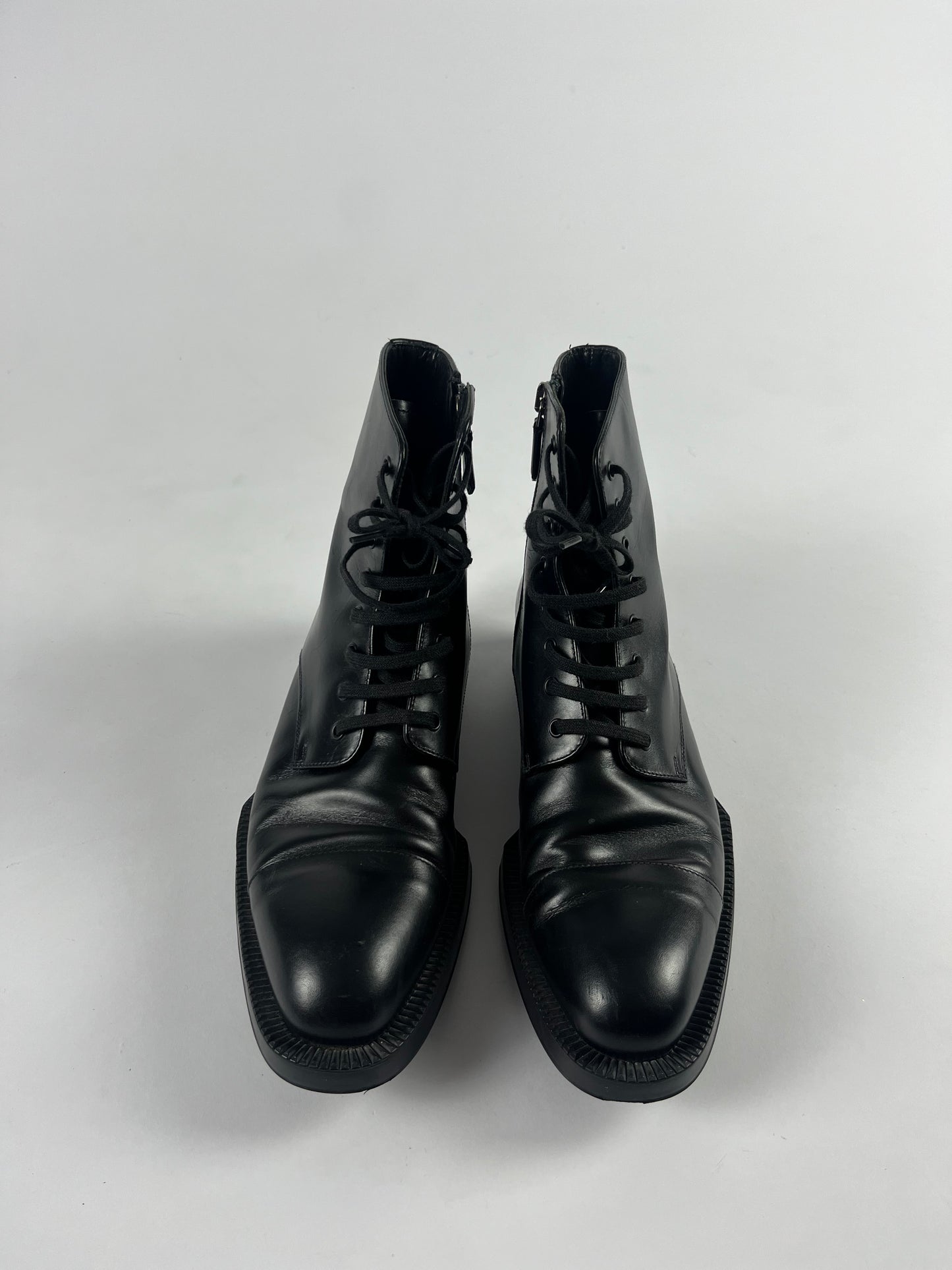 Prada Black Leather Geometric High Boots FW 2012 - 37,5 IT/ 38,5 EU