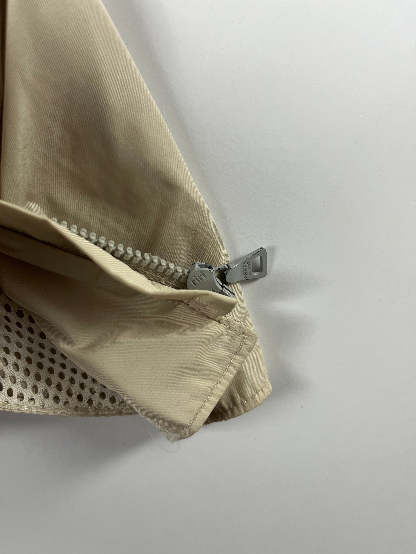Prada Cream Inside Mesh Versatile Zip Up Light Jacket SS 1998 - S
