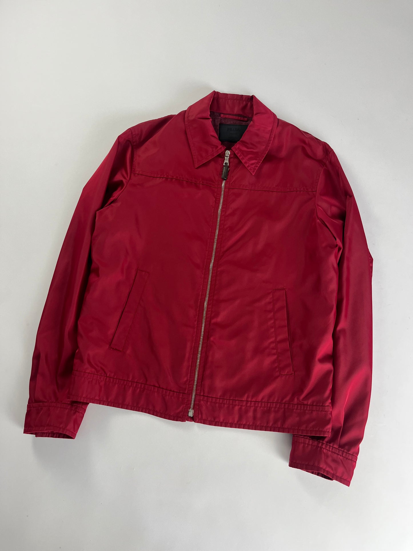 Prada Red Nylon Inside Monogram Work Trucker Jacket - L