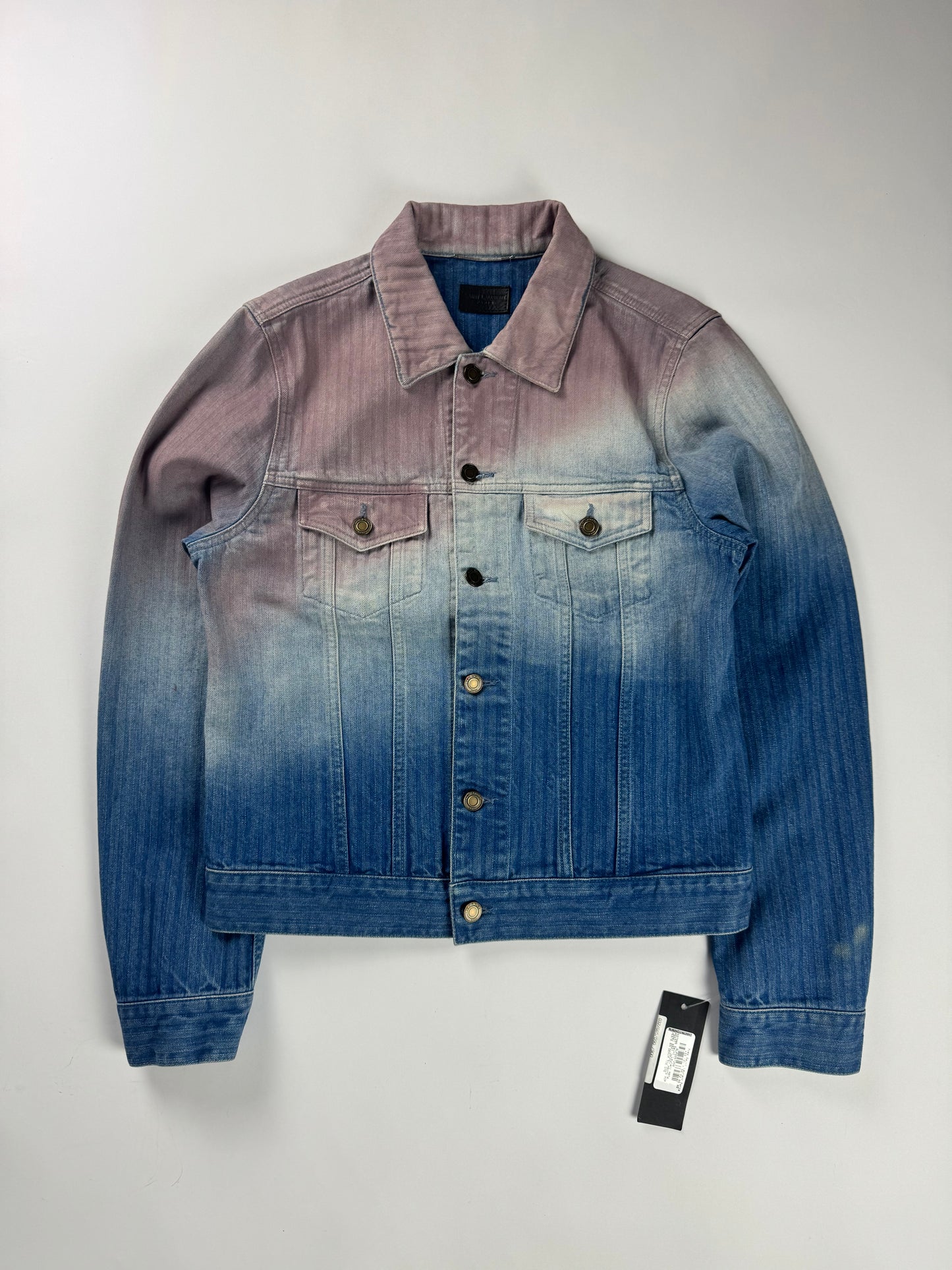 Saint Laurent Sample Tie & Dye Gradient Effect Denim Jacket SS 2021 - S