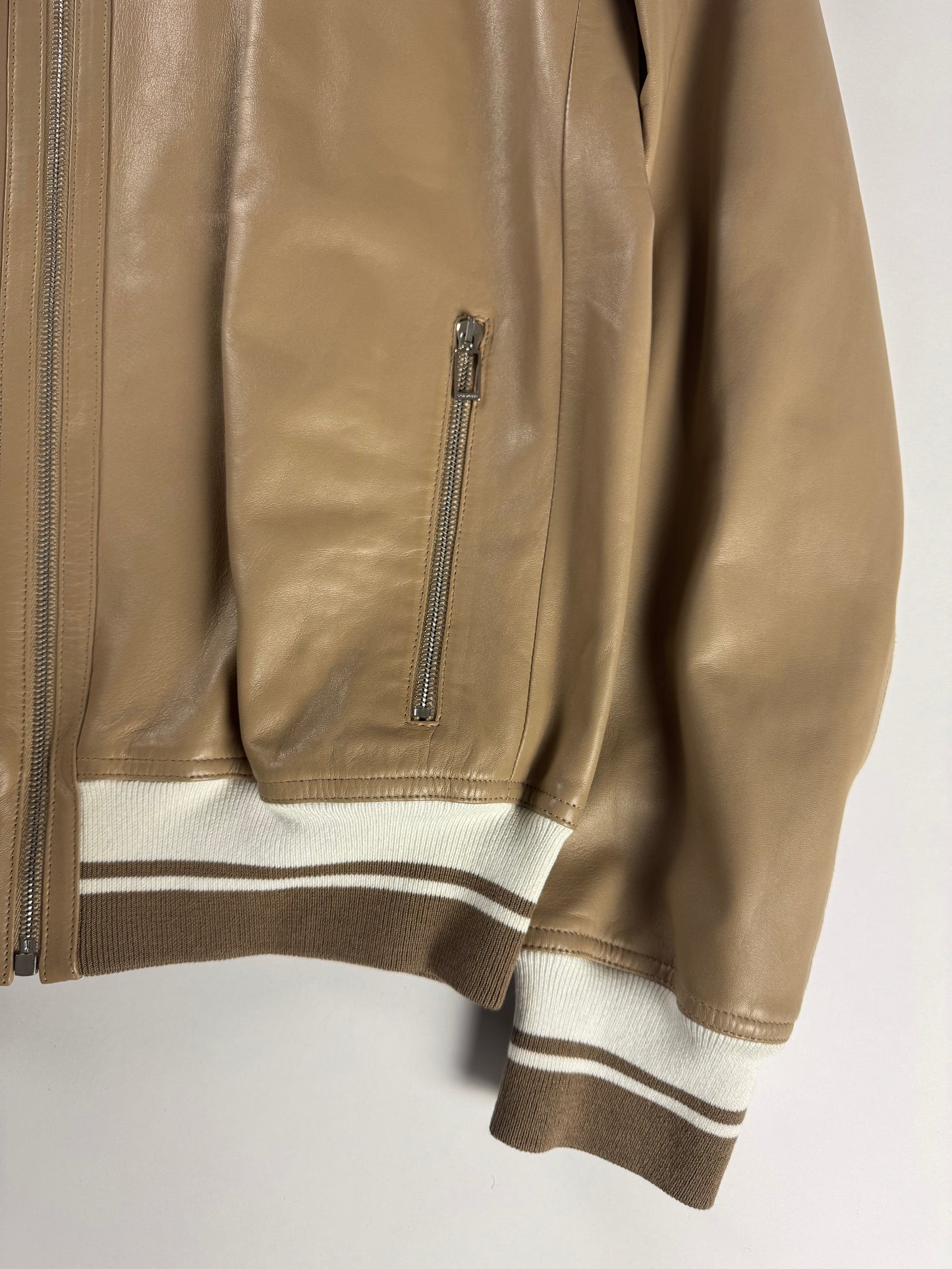 Dior Homme Camel Leather Bomber Varsity Jacket SS 2010 - L