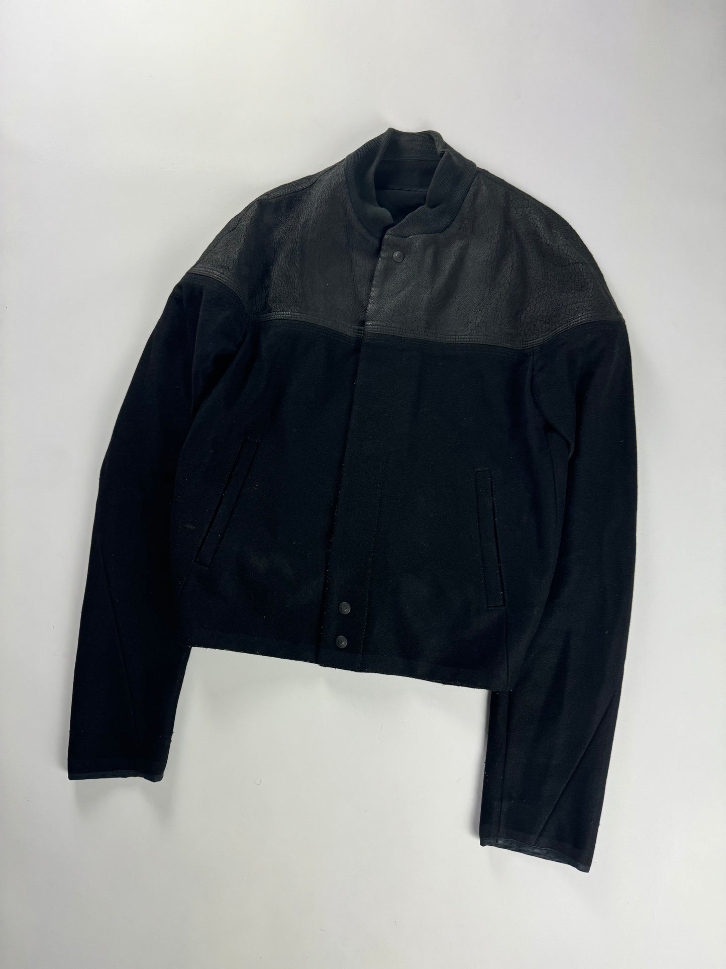 Balenciaga Sample Nicolas Ghesquière Crackled Leather Two Fabric Jacket 2010s - S