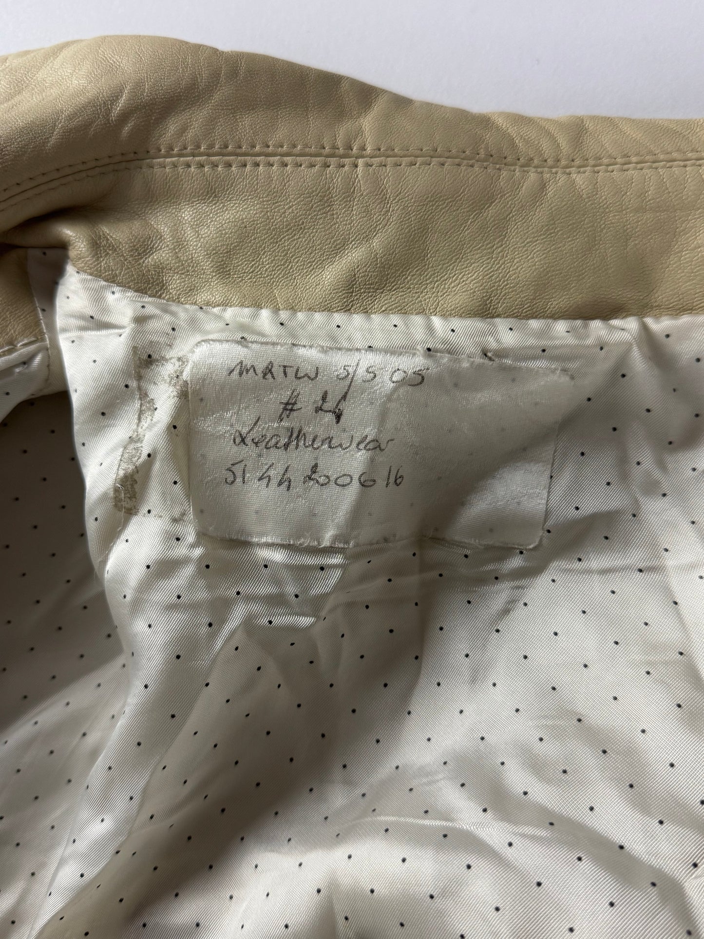 Givenchy Flower Embroidery Cream Leather Jacket SS 2005 - M