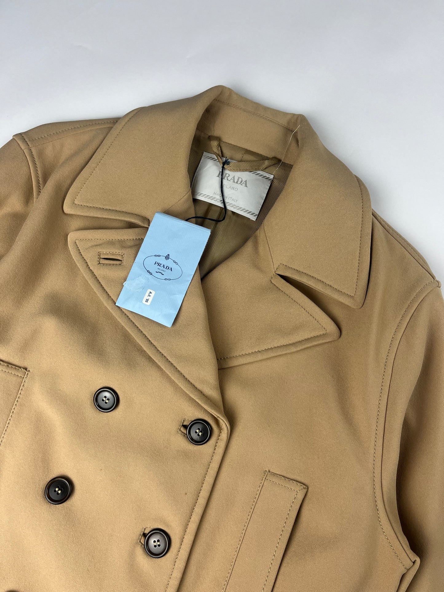 Prada Camel Double Breasted Officer Overcoat FW 1995 - L