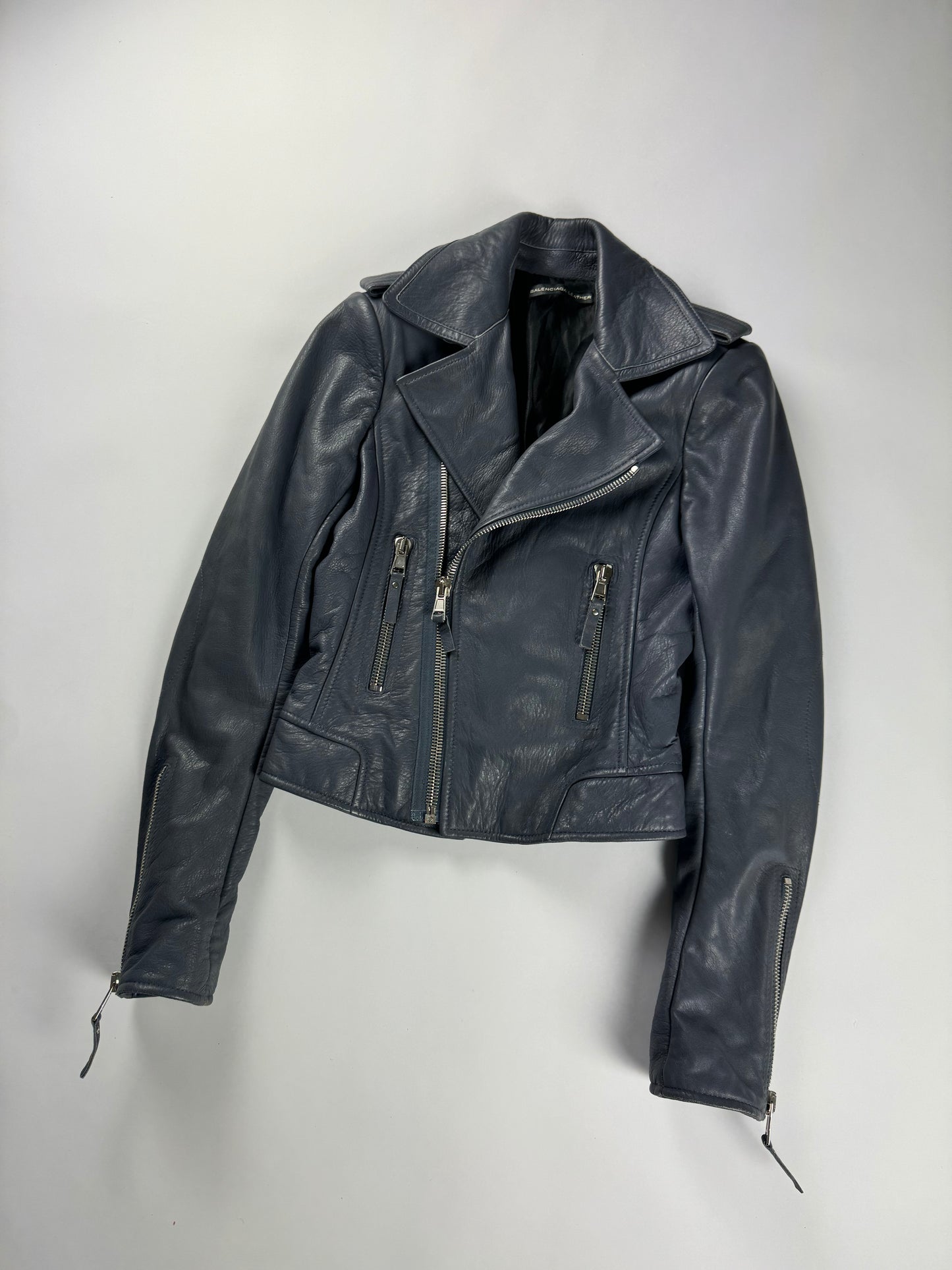 Balenciaga Nicolas Ghesquière Perfecto Marine Leather Jacket FW 2012 - XS