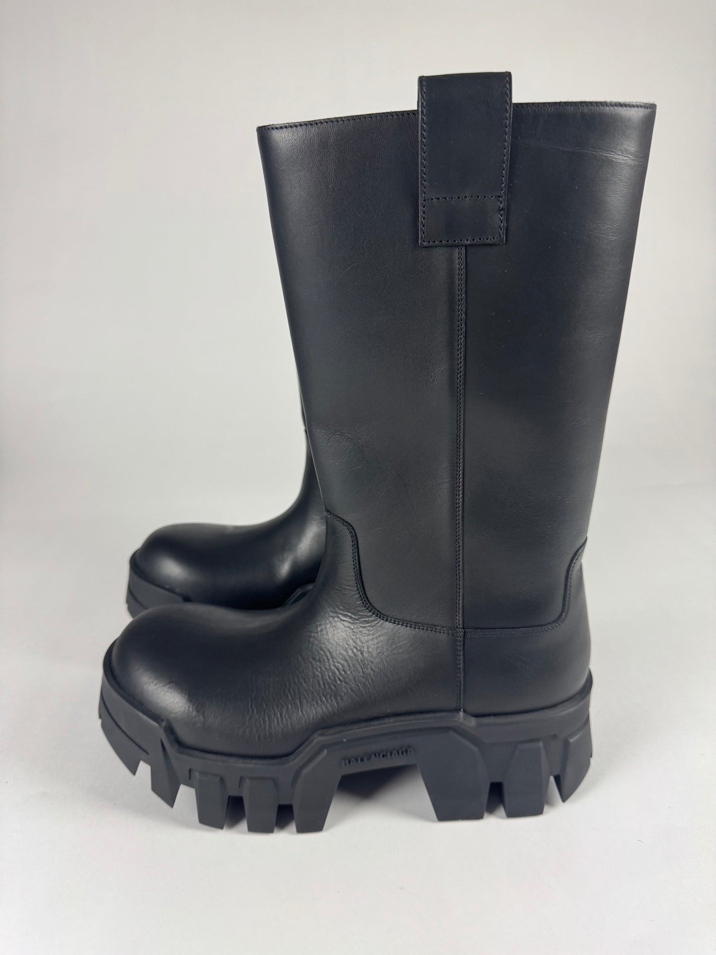 Balenciaga Black Bulldozer Vegetable Tanned Calfskin High Leather Boots SS 2022 - 43 EU