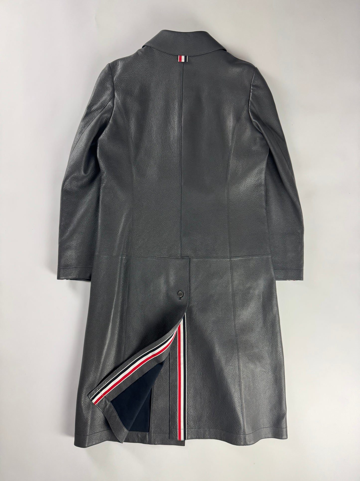 Thom Browne Sample Grigio Deer Leather Overcoat - XS
