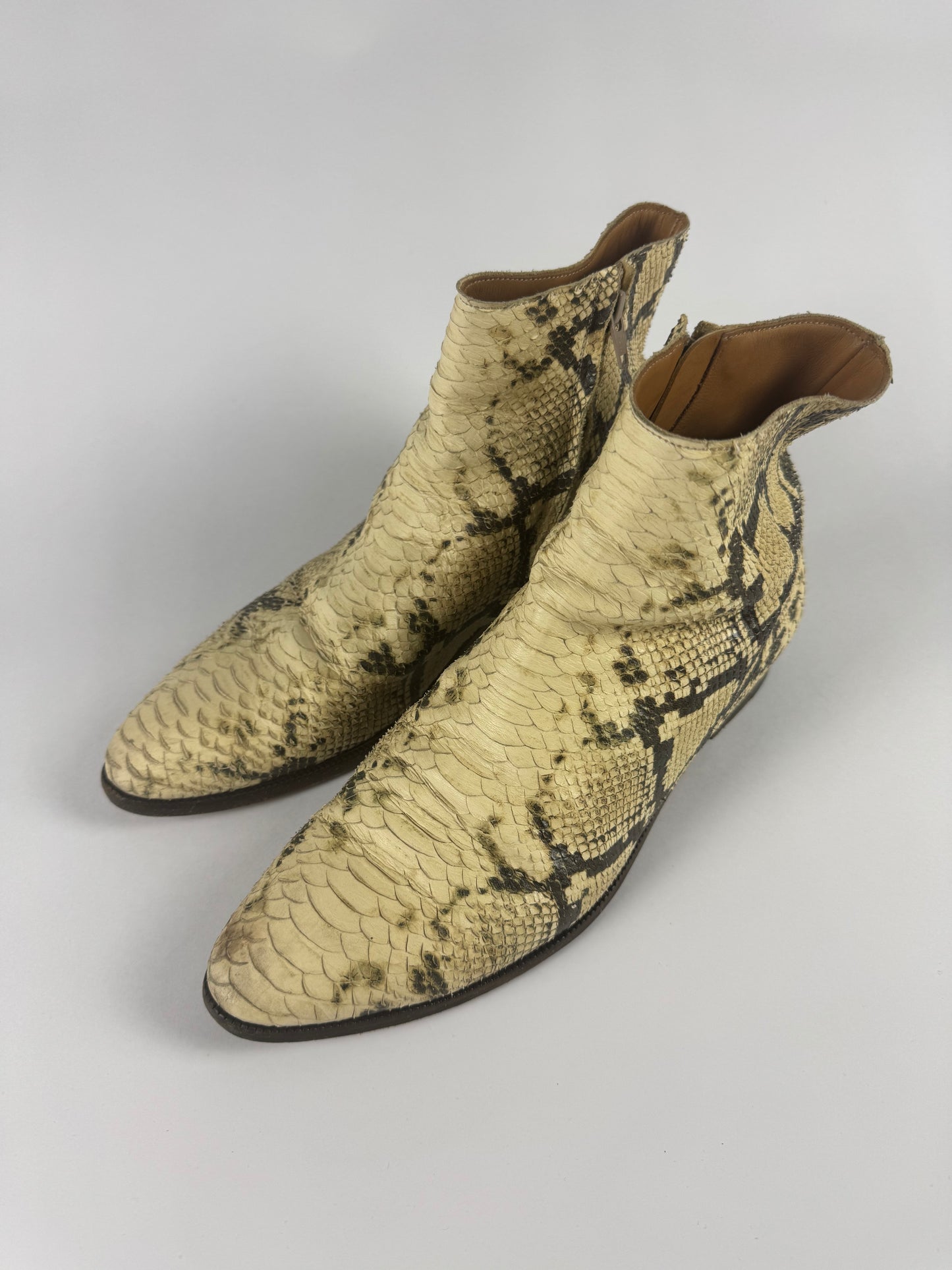 Maison Matin Margiela Cream Snakeskin Python Leather Mid Boots SS 2005 - 41 EU