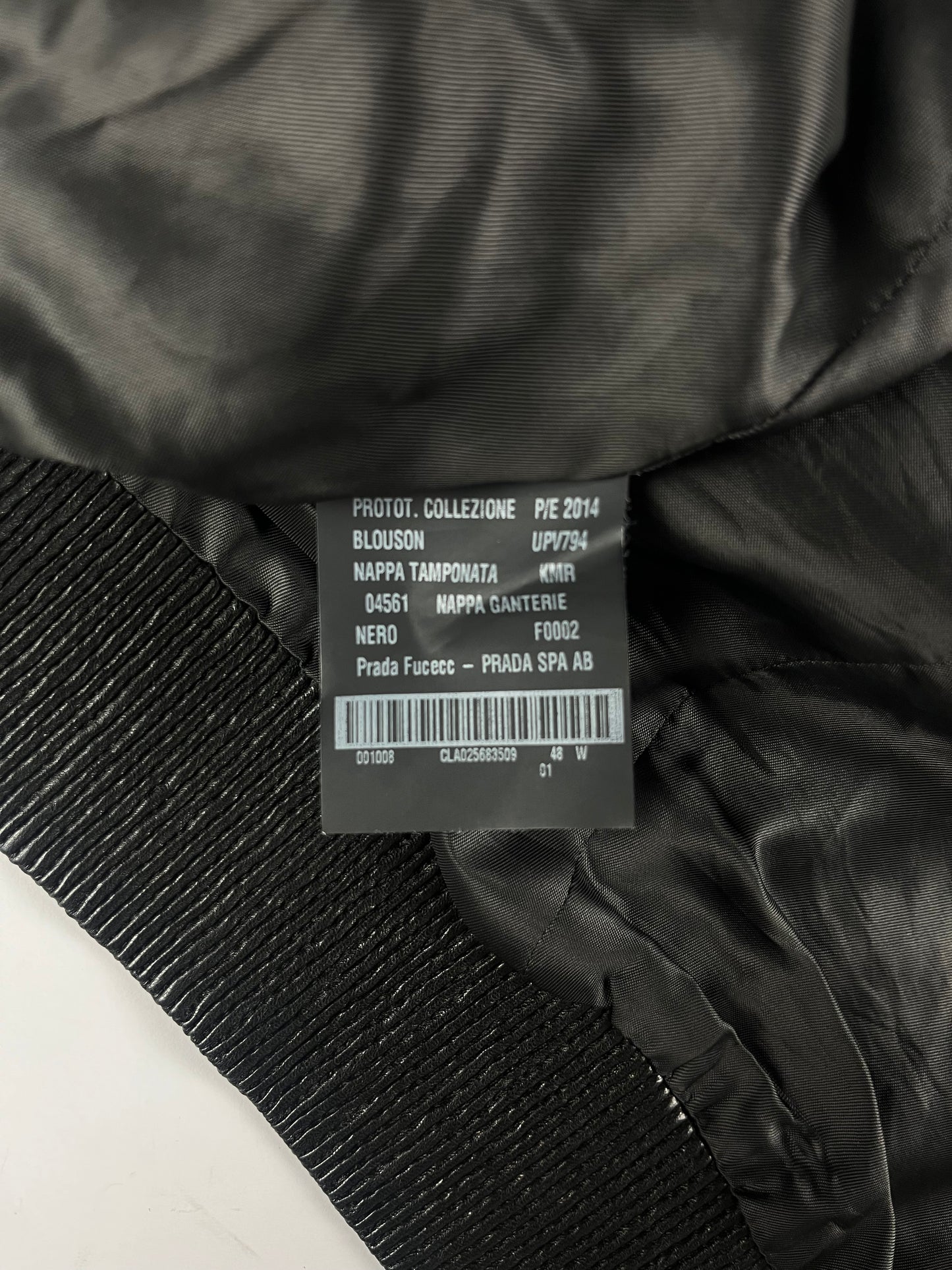 Prada Sample Shadow Black Textured Soft Leather Moto Jacket SS 2014 - M