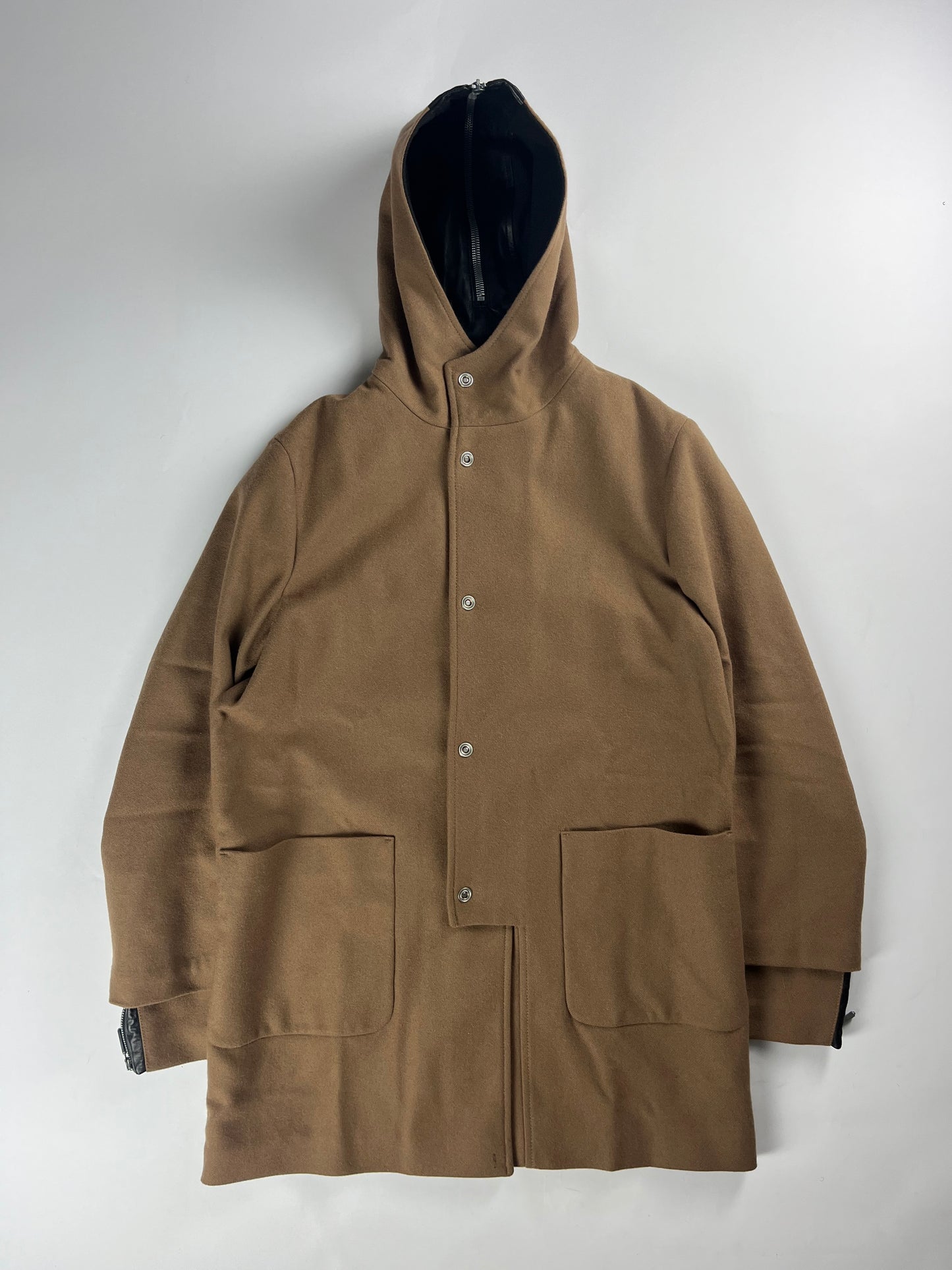 Balenciaga Leather Trimmed Multi-Zip Camel Coat FW 2011 - L