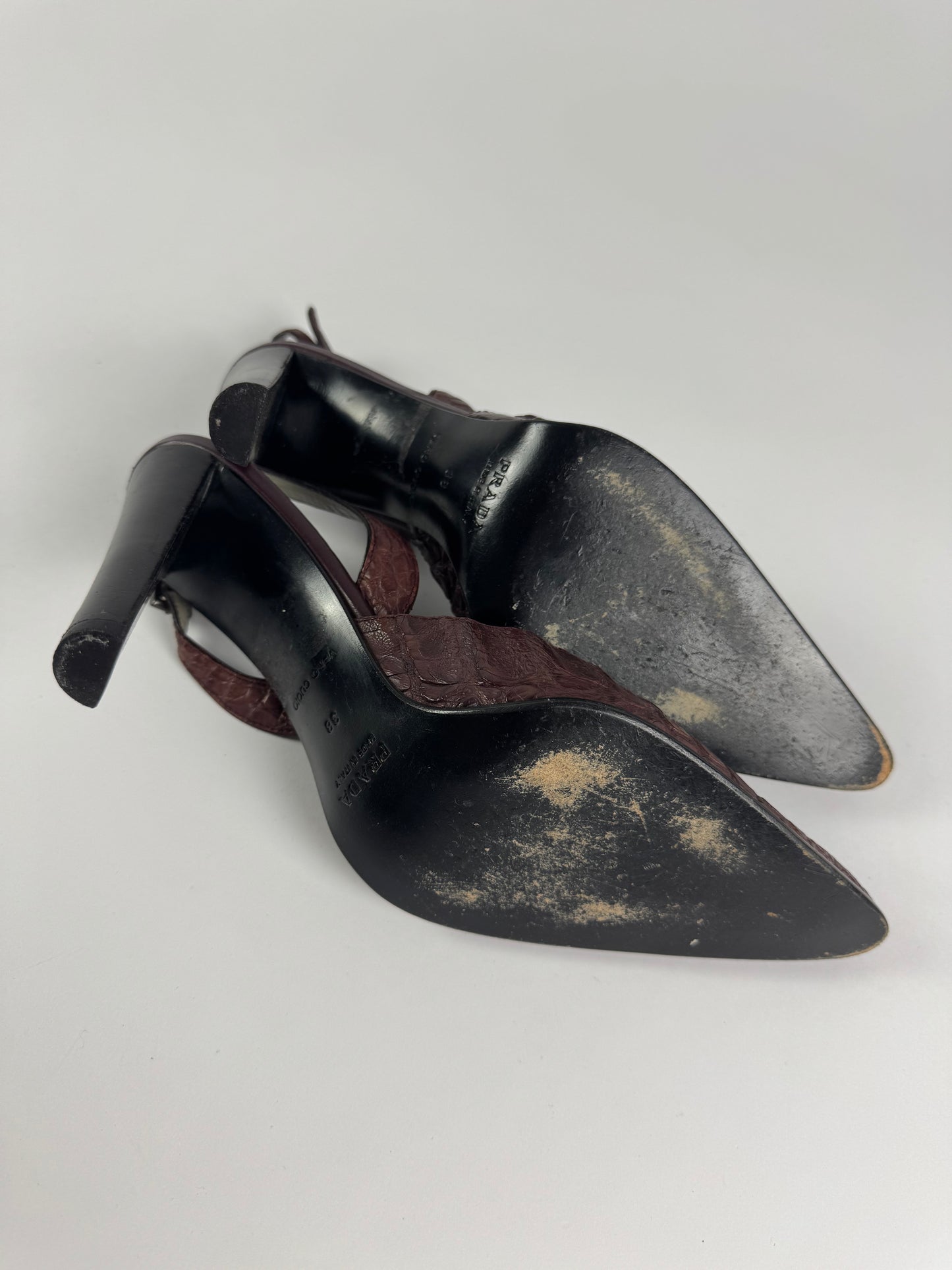 Prada Crocodile Leather Effect Pumps Heels 2000s - 38 IT/39 EU