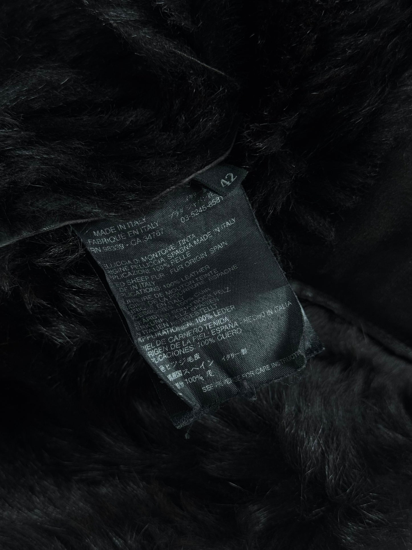 Prada Dark Fur Trimmed Double Breasted Sheepskin Leather Coat 2000s - S