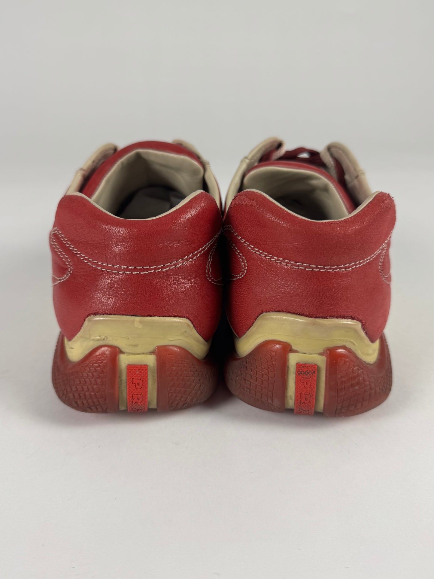 Prada Sport Red Cream Leather Shoes SS 2001 - 9 IT/44 EU