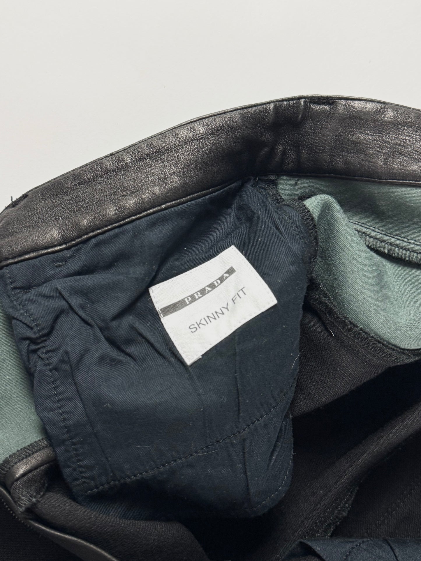 Prada Skinny Black Waist Paneled Leather Pants 2000s - 31 US