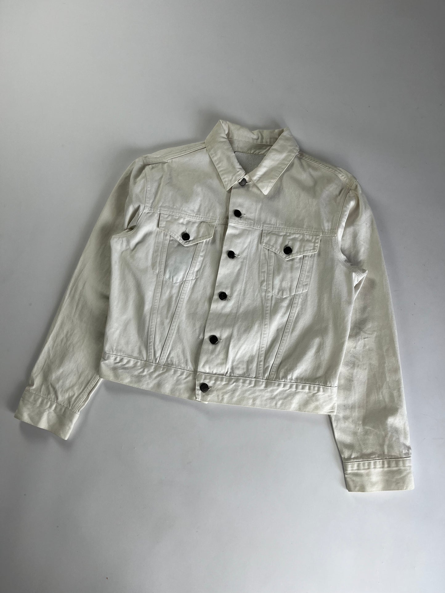 Gucci Washed White Button Up Classic Trucker Jacket FW 2002 - M