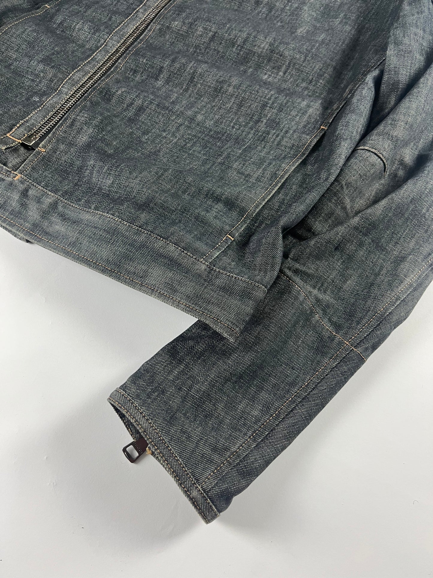 Gucci Asymmetrical Zip Raw Denim Biker Jacket SS 2002 - S
