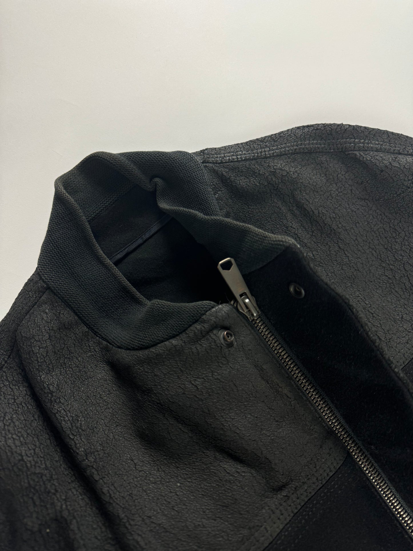 Balenciaga Sample Nicolas Ghesquière Crackled Leather Two Fabric Jacket 2010s - S