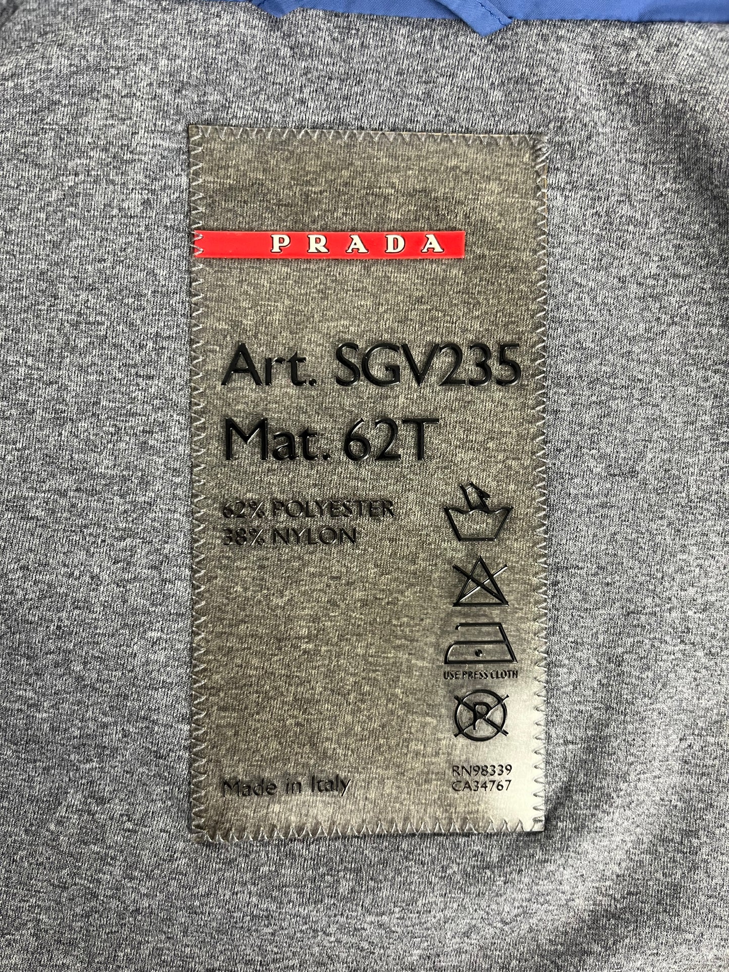 Prada Linea Rossa Electric Line Blue Nylon Moto Jacket SS 2000 - L