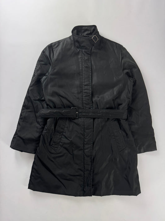 Prada Back Triangle Logo Belted Collar Nylon Trench Coat FW 2000 - S