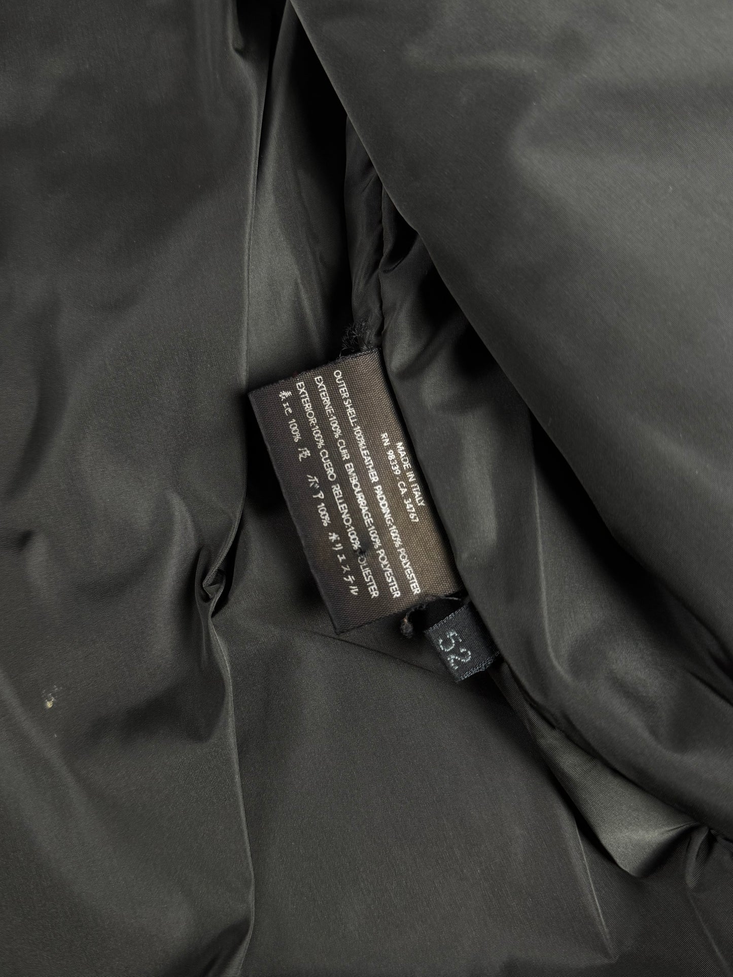 Prada Cognac Premium Leather Double Zipper Padded Layer Minimalist Jacket FW 2000 - L