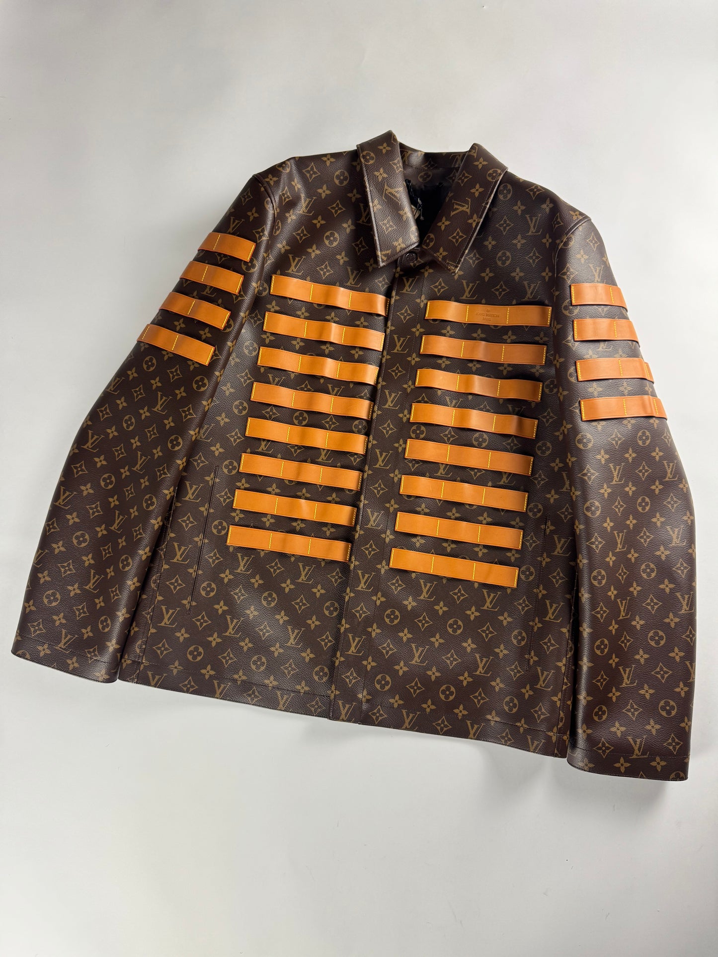 Louis Vuitton Nigo LV toile Monogram Military Leather Jacket Resort 2022 - L