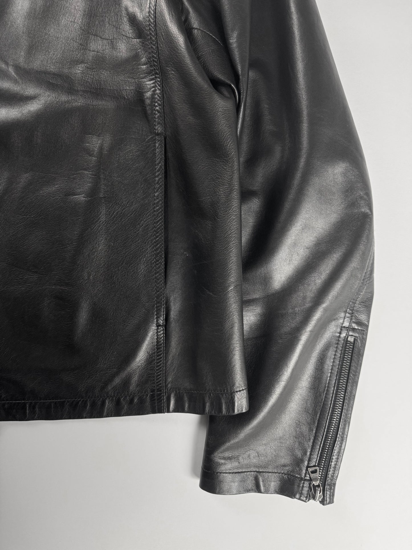 Prada Pure Minimalist Soft Light Moto Jacket Leather FW 2000 - L