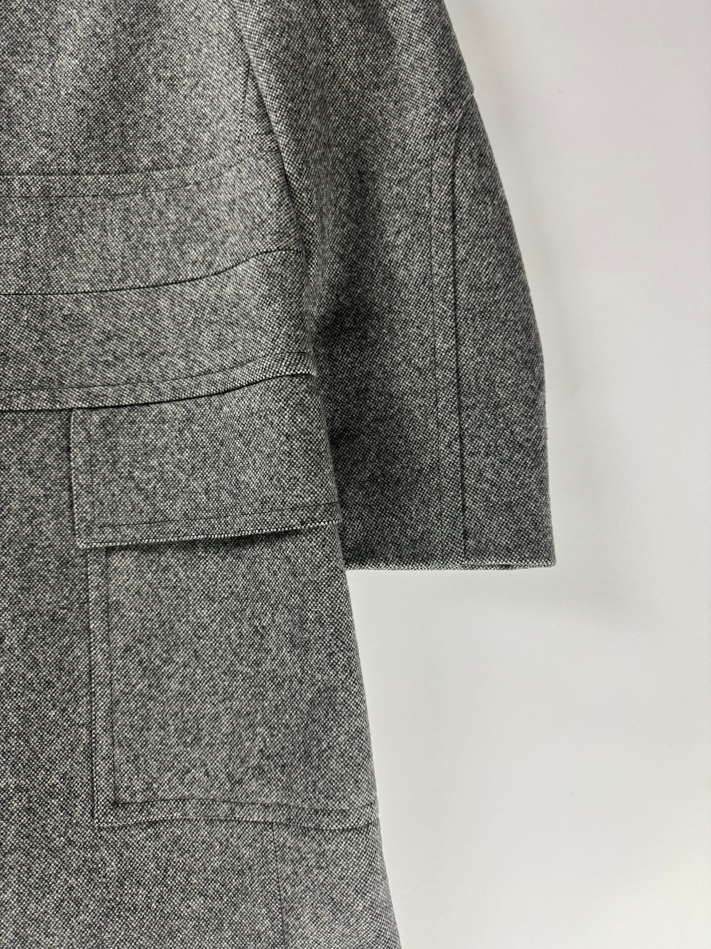 Gucci Grey Wool Leather Belt Collar Long Coat FW 2000 - M